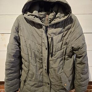 Swiss Tech Kids Quilted Hooded Jacket - Olive